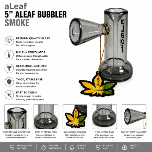[PC37860] 5" ALEAF BUBBLER Smoke