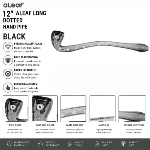 [PC37931] 12" ALEAF LONG DOTTED HP BLACK