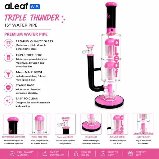 [PC37951] 15" ALEAF TRIPLE THUNDER W/ TREE PERC PINK
