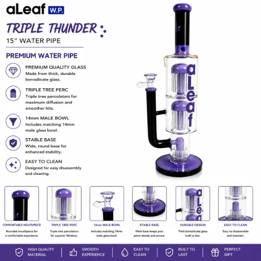 [PC37952] 15" ALEAF TRIPLE THUNDER W/ TREE PERC PURPLE