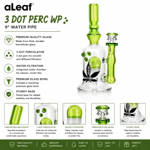 [PC37959] 9" ALEAF 3 DOT PERC WP GREEN