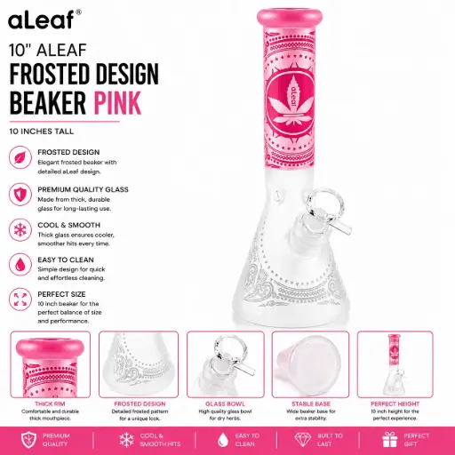[PC37986] 10" ALEAF FROSTED DESIGN BEAKER PINK