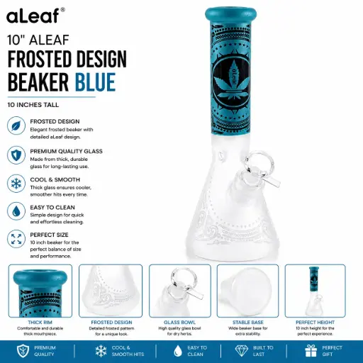 [PC37987] 10" ALEAF FROSTED DESIGN BEAKER BLUE